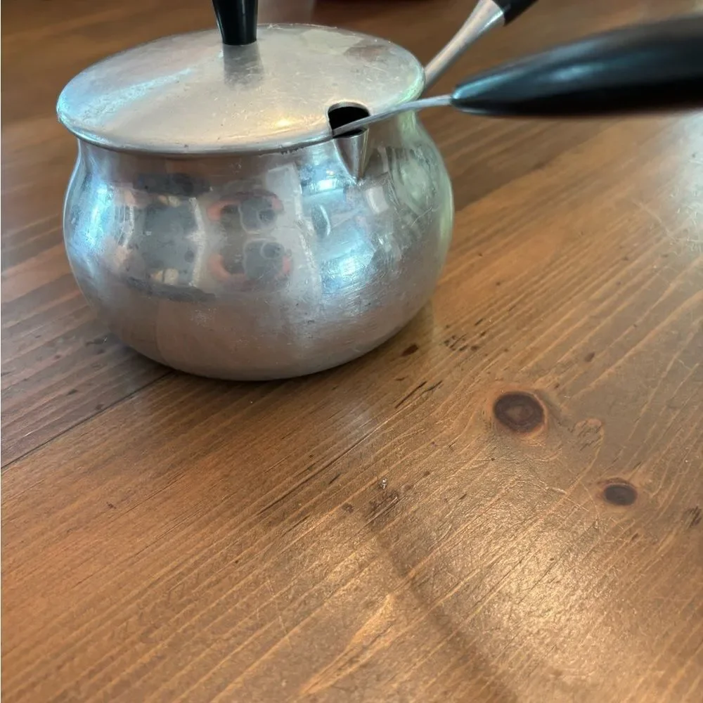 VINTAGE 1960S PURALUM ALUMINUM FONDUE POT GRAVY MILK WARMER MELT CHOCOLATE LADLE